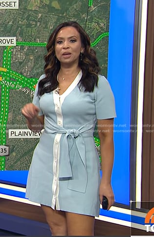 Adelle’s blue contrast trim knit dress on Today