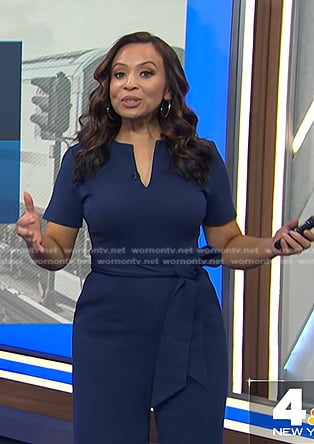 Aelle’s navy tie waist jumpsuit on Today