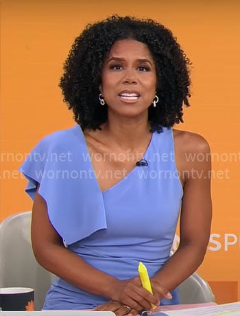 Adriana Diaz's blue asymmetric dress on CBS Mornings
