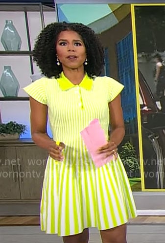 Adriana Diaz's lime striped polo dress on CBS Mornings