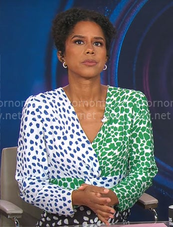Adriana Diaz's mixed print dress on CBS This Morning
