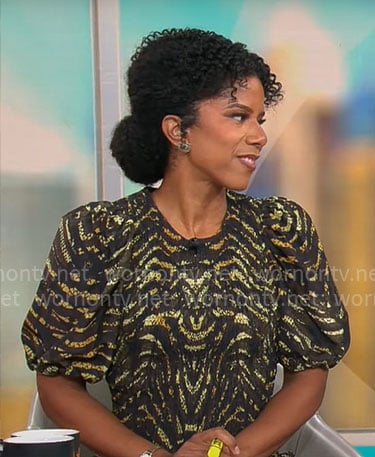 Adriana Diaz's printed puff-sleeve dress on CBS Mornings