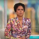 Adriana Diaz’s floral cowl-neck dress on CBS Mornings