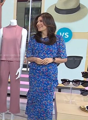 Adrianna’s blue floral print dress on Today