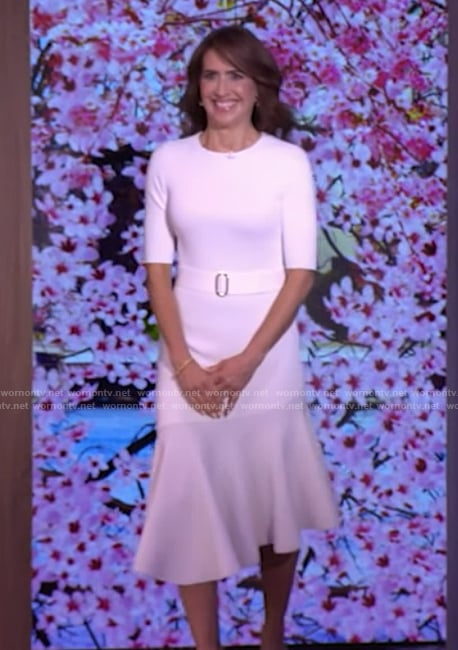 Adrianna’s white belted dress on Live with Kelly and Mark