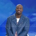 Akbar Gbajabiamila’s blue leather moto jacket on Today