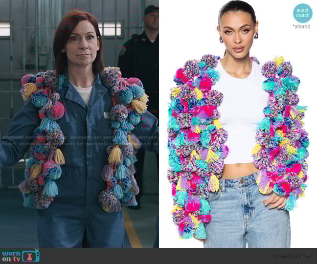 Akira Multi Colored Pom Pom Sweater worn by Elsbeth Tascioni (Carrie Preston) on Elsbeth