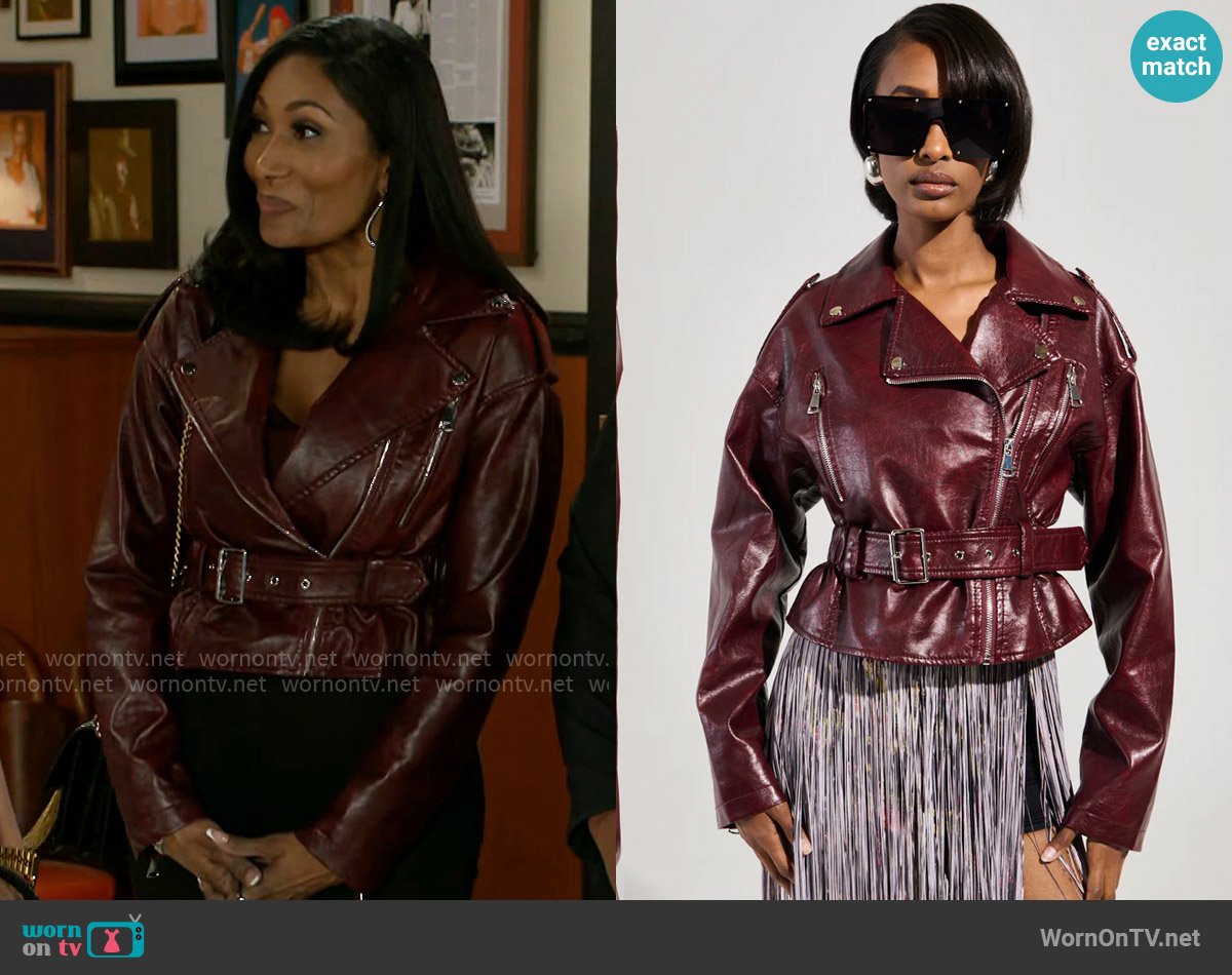 Akira Teddi Moto Jacket worn by Dana 'Leslie' Thomas (Trisha Mann-Grant) on Beyond the Gates