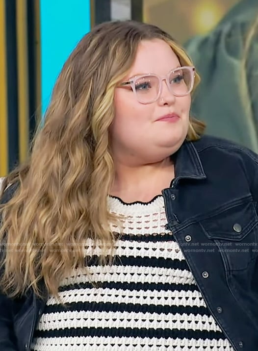 Alana Thompson’s stripe crochet knit top on Tamron Hall Show