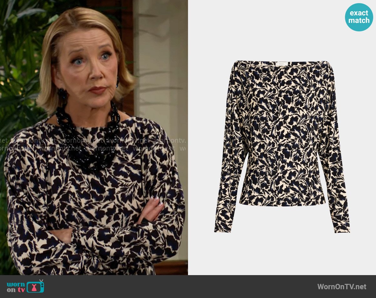 A.L.C. Tyler Top worn by Nikki Reed Newman (Melody Thomas-Scott) on The Young and the Restless