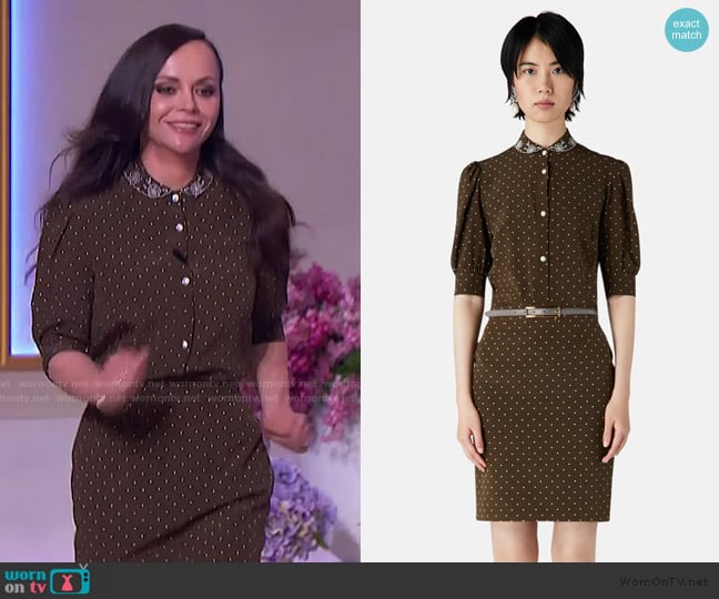 Alessandra Rich Polka Dot Blouse with Collar worn by Christina Ricci on The Jennifer Hudson Show