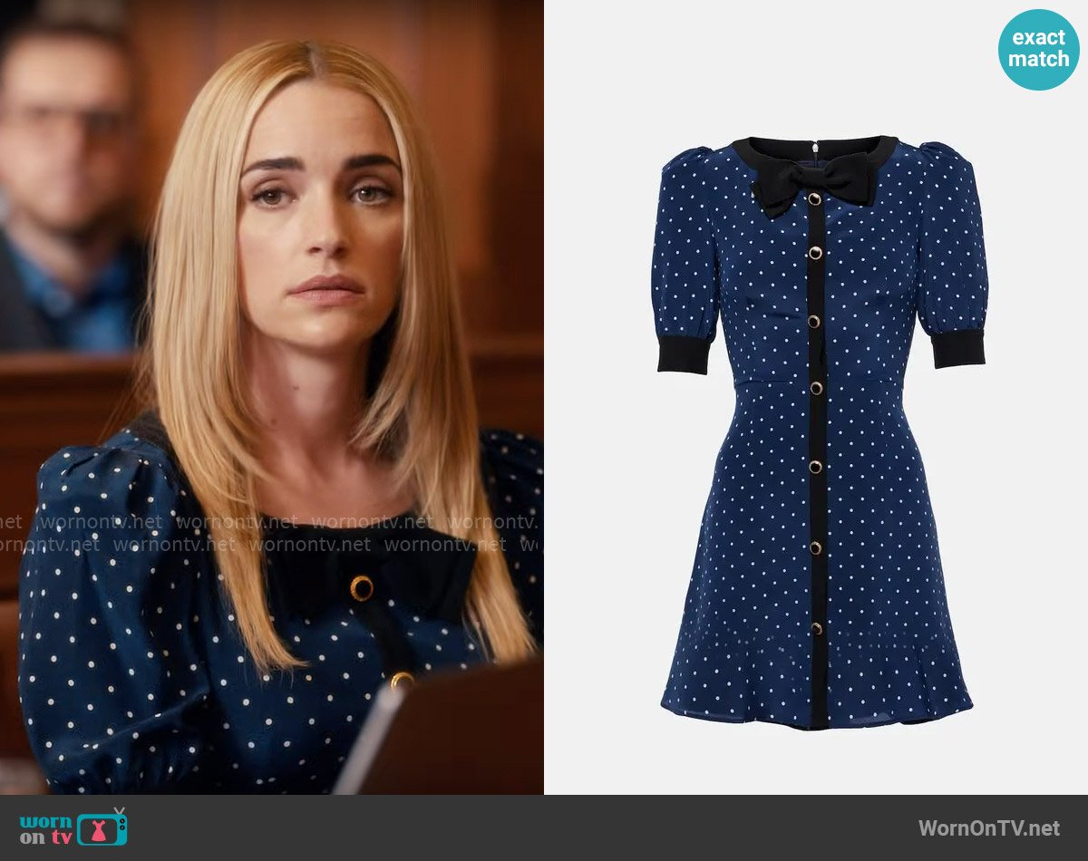 Alessandra Rich Silk polka dot mini dress worn by Georgia Miller (Brianne Howey) on Ginny & Georgia