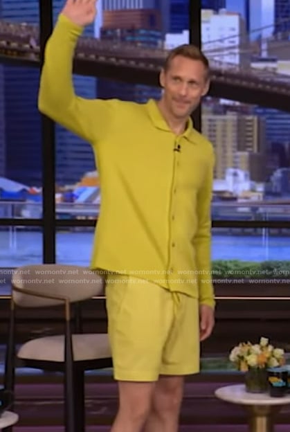 Alexander Skarsgard’s lime green cardigan on Live with Kelly and Mark