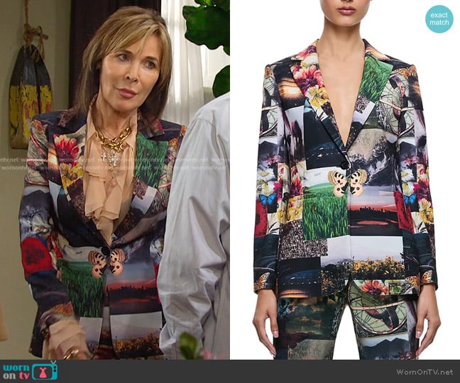 Alice + Olivia Macy Blazer in eco fusion worn by Kate Roberts (Lauren Koslow) on Days of our Lives