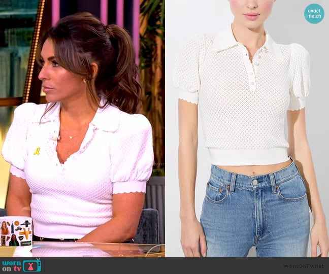 Alice and Olivia Ramona Pointelle Polo Top worn by Alyssa Farah Griffin on The View
