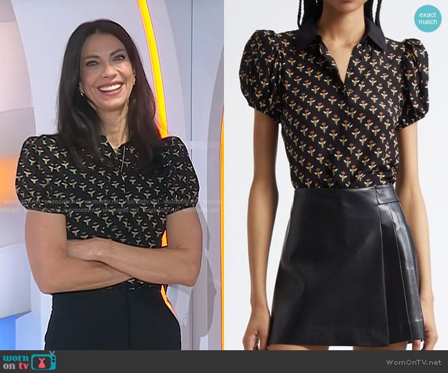 Alice + Olivia Willa Silk Blouse in Queen Bee worn by Dr. Natalie Azar on Today