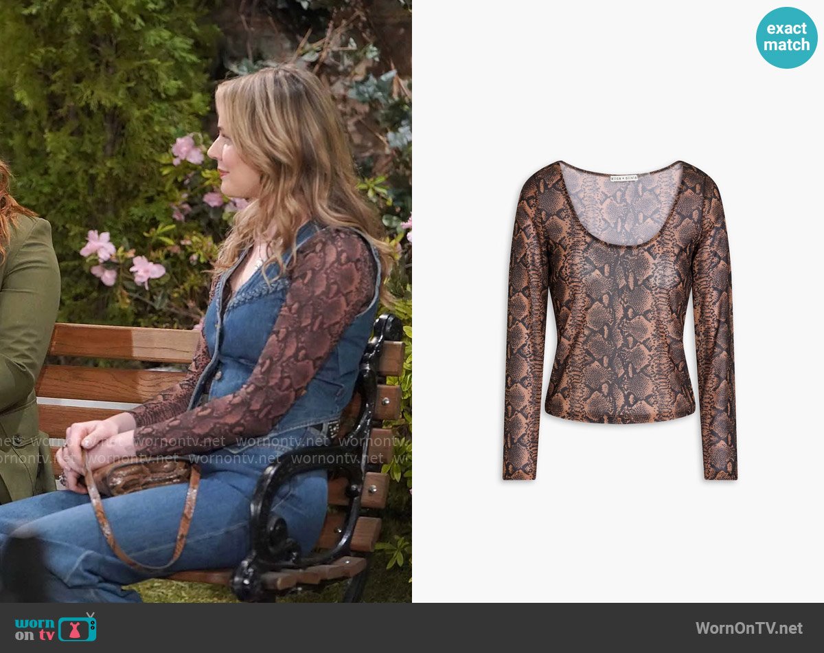 Alice + Olivia Delaina Top worn by Tessa Porter (Cait Fairbanks) on The Young and the Restless