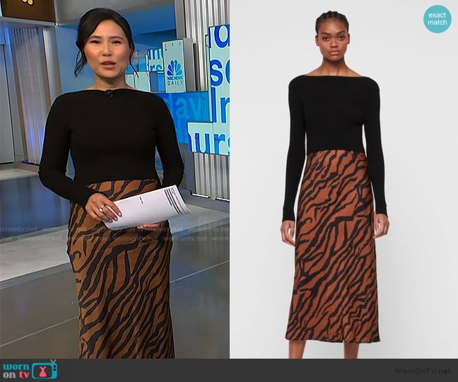 AllSaints Hera Zephyr Slip Dress worn by Vicky Nguyen on NBC News Daily