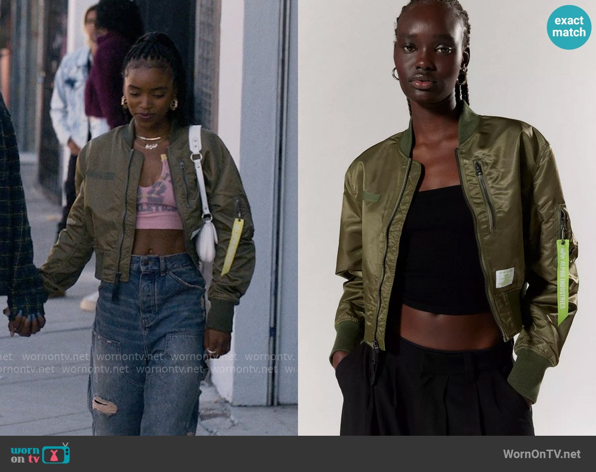 Alpha Industries L-2B Cropped Bomber Jacket worn by Keisha Clark (Lovie Simone) on Forever