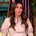 Alyssa’s khaki belted mini dress on The View