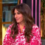 Alyssa’s red floral mini shirtdress on The View