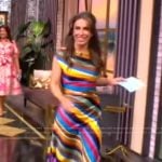 Alyssa’s rainbow striped dress on The View