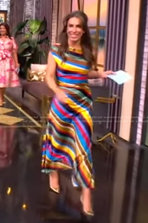 Alyssa's rainbow striped dress on The View