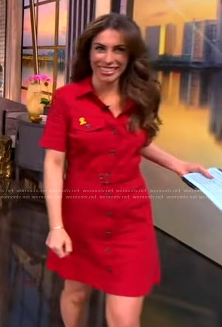 Alyssa’s red belted mini dress on The View