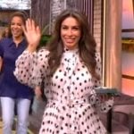 Alyssa’s white polka dot print mini dress on The View