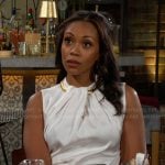 Amanda’s white sleeveless top with gold detail on The Young and the Restless