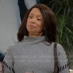 Amy’s grey sweater with stitching details on The Young and the Restless