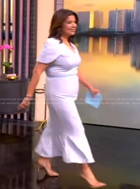 Ana's blue ruffle hem dress on The View