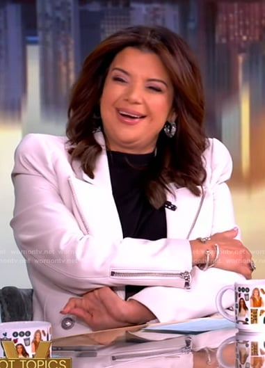 Ana’s white leather moto jacket on The View