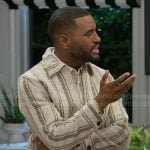 Andre’s striped knit jacket on Beyond the Gates