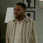 Andre’s striped knit jacket on Beyond the Gates