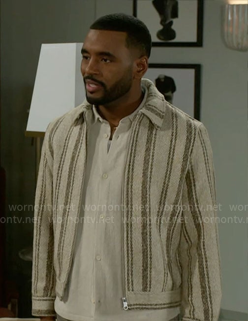 Andre's striped knit jacket on Beyond the Gates