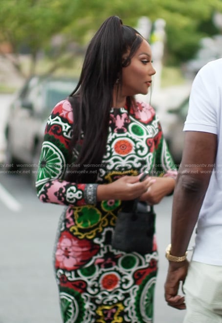 Angela’s geometric print dress on The Real Housewives of Atlanta