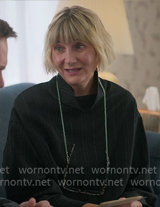Anne's black pinstripe top on The Four Seasons