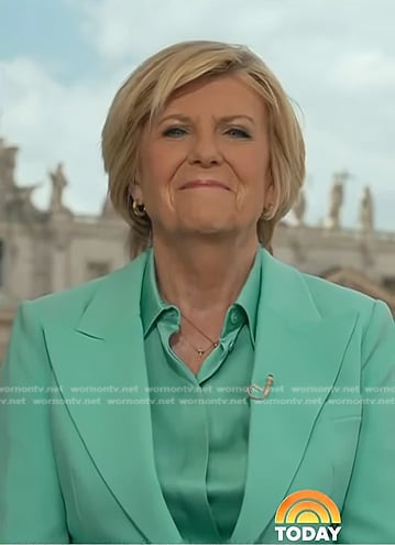 Anne’s mint green peak lapel blazer on Today