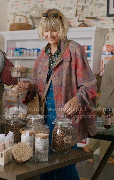 Anne’s red checked shirt jacket on The Four Seasons