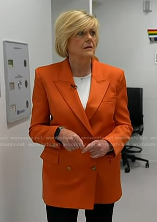 Anne Thompson's orange double breasted blazer on Today