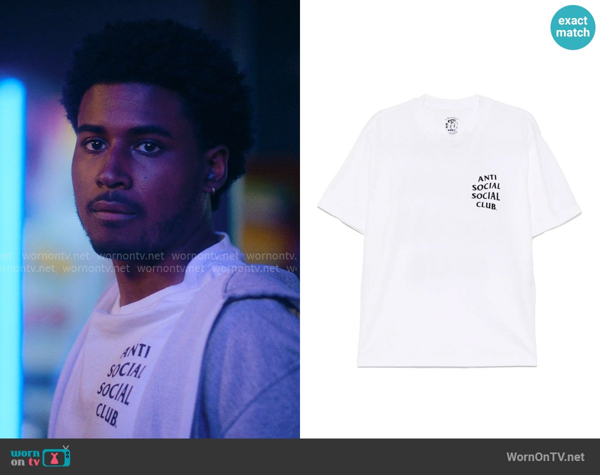Anti Social Social Club Logo T-shirt worn by Justin Edwards (Michael Cooper Jr.) on Forever