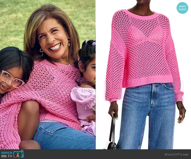 Aqua Open Stitch Sweater in Hot Pink worn by Hoda Kotb on Today