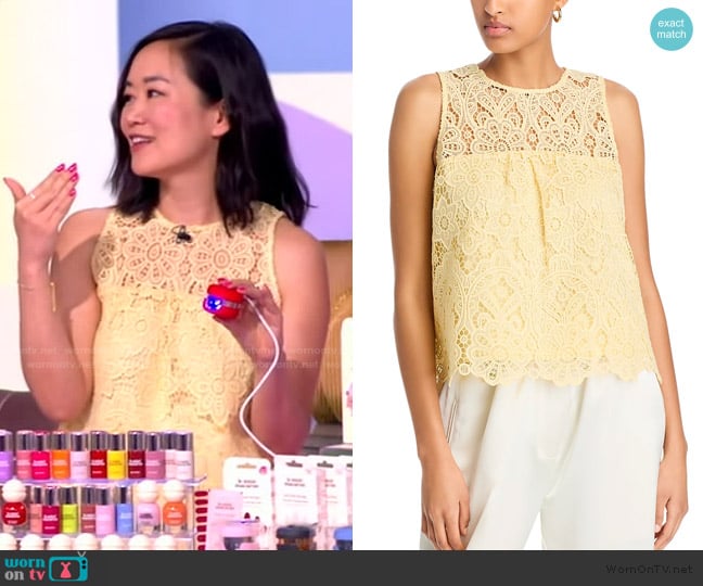 Aqua Lace Swing Tank worn by Christina Kao on The View