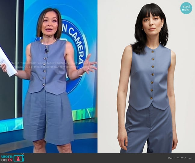 Eva’s blue vest on Good Morning America