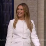 Ashley Tisdale’s white belted jacket and shorts on Live with Kelly and Mark