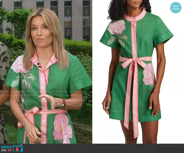 Aston Studio Antiquity Nami Mini Shirtdress worn by Kit Hoover on Access Hollywood