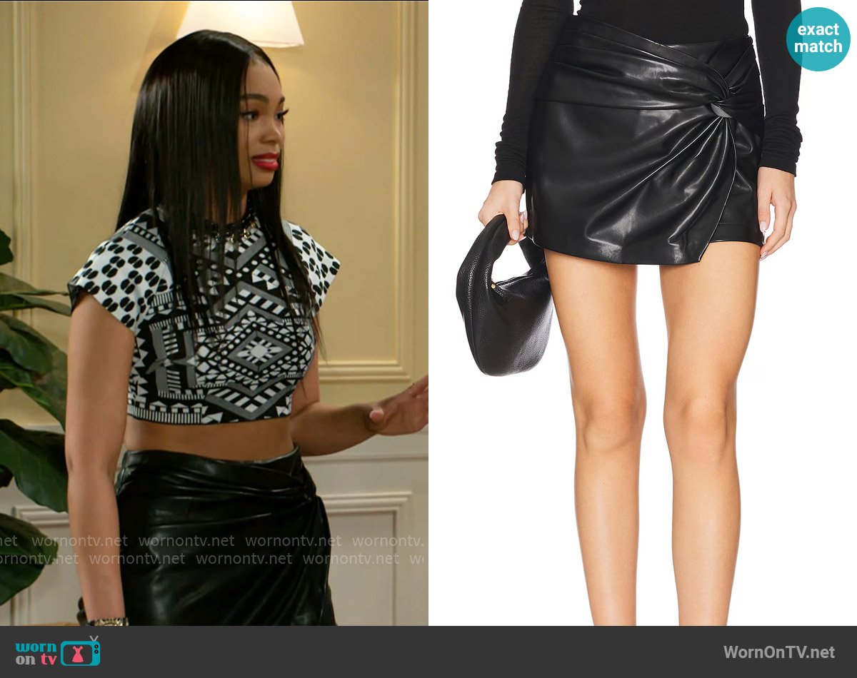 Chelsea’s leather skort on Beyond the Gates
