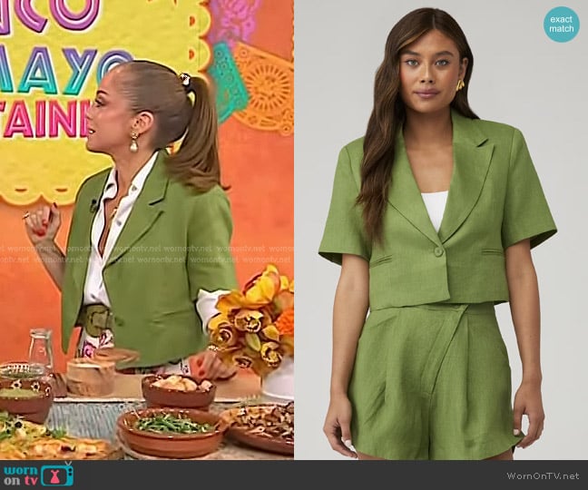 ASTR The Label Kerrigan Cropped Linen Blazer worn by Marcela Valladolid on Today