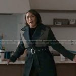 Athena’s black colorblock trench coat on 9-1-1